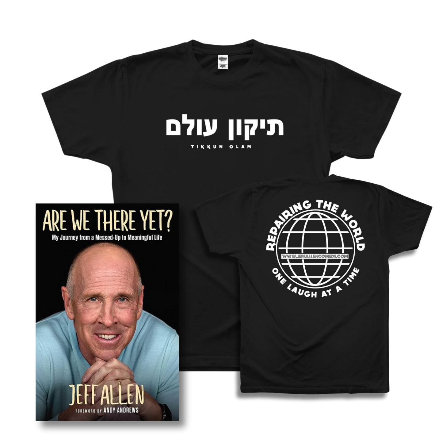 Bundle: Tikkun Olam Black Tee + Are We There Yet Signed Book